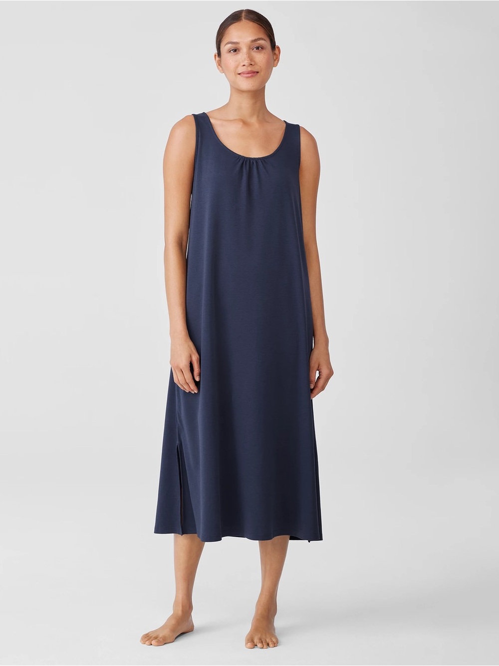 EILEEN FISHER ‘Organic Cotton Interlock Scoop Neck Sleep Dress’ in Ink